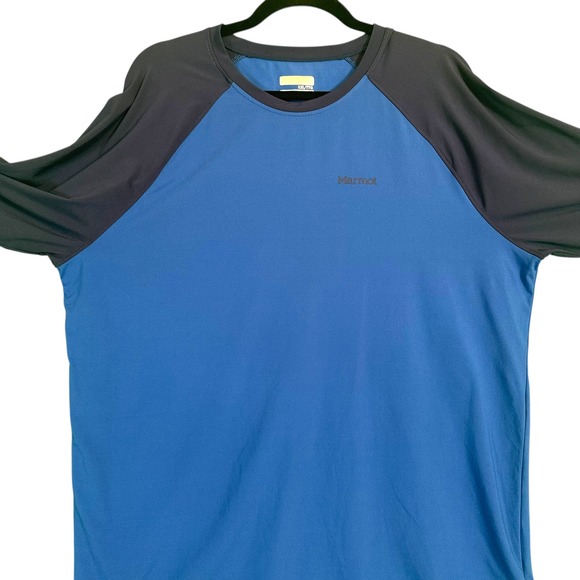 Marmot Mens Long Sleeve Raglan Shirt Blue Dark Gray XXLT TG Outdoor Hiking - Picture 6 of 11